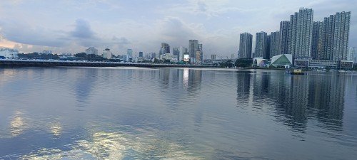The Causeway and Johor Bahru, Malaysia Waterfront.